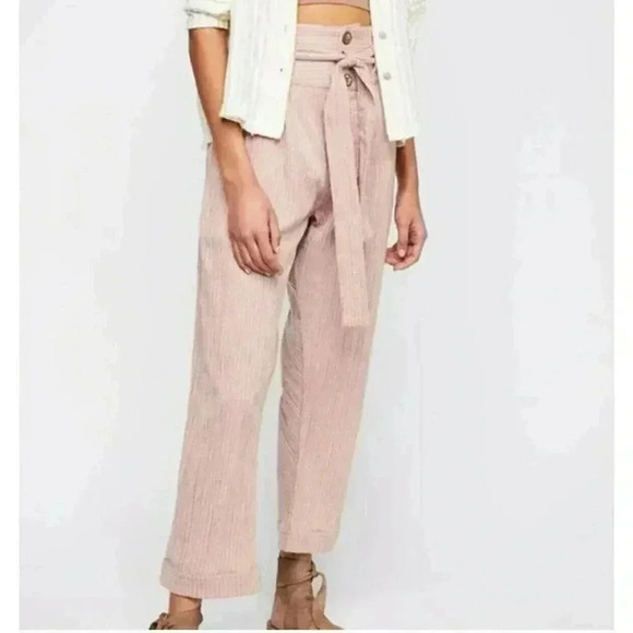 FREE PEOPLE 2 Rumors Yarn Dye Harem Pants in Canvas Combo • Natural Cream - Picture 1 of 16